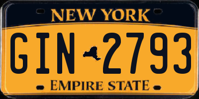 NY license plate GIN2793