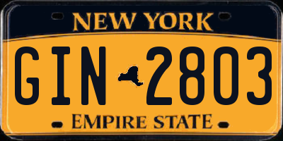 NY license plate GIN2803