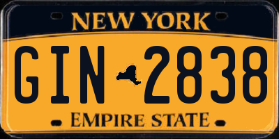 NY license plate GIN2838