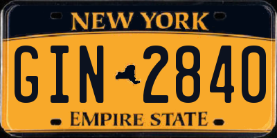 NY license plate GIN2840