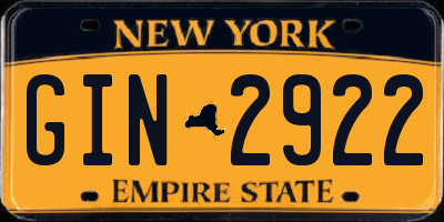 NY license plate GIN2922