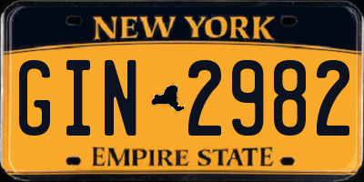 NY license plate GIN2982