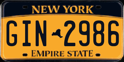 NY license plate GIN2986