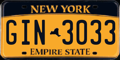NY license plate GIN3033