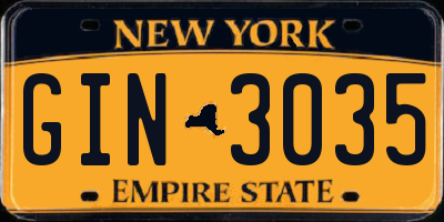 NY license plate GIN3035