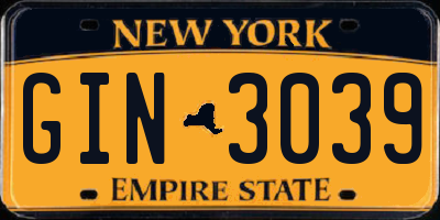 NY license plate GIN3039