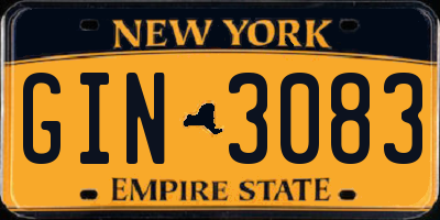 NY license plate GIN3083