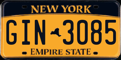NY license plate GIN3085
