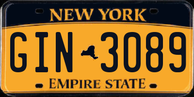 NY license plate GIN3089