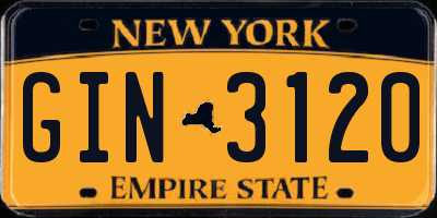 NY license plate GIN3120