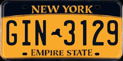 NY license plate GIN3129