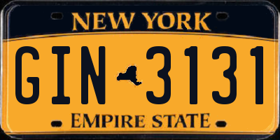 NY license plate GIN3131