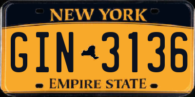 NY license plate GIN3136