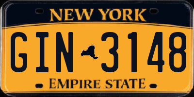 NY license plate GIN3148