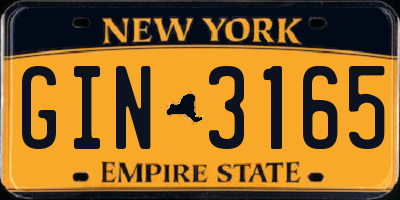 NY license plate GIN3165