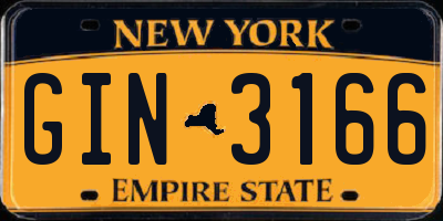 NY license plate GIN3166
