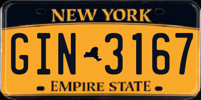 NY license plate GIN3167