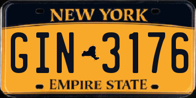 NY license plate GIN3176
