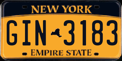 NY license plate GIN3183