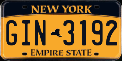NY license plate GIN3192