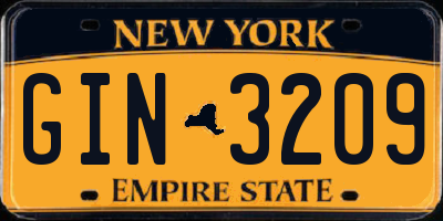 NY license plate GIN3209