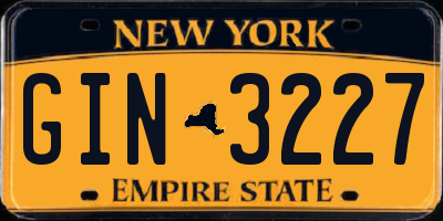 NY license plate GIN3227