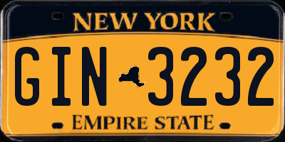 NY license plate GIN3232