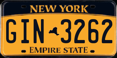 NY license plate GIN3262