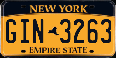 NY license plate GIN3263