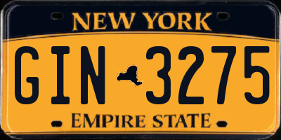 NY license plate GIN3275