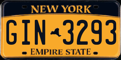 NY license plate GIN3293