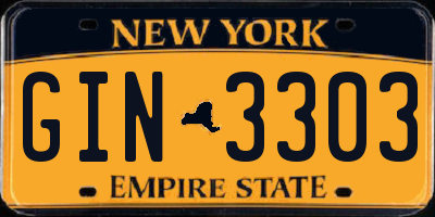 NY license plate GIN3303