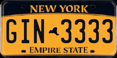 NY license plate GIN3333