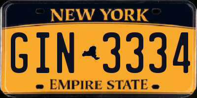 NY license plate GIN3334