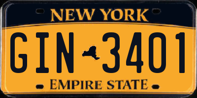 NY license plate GIN3401