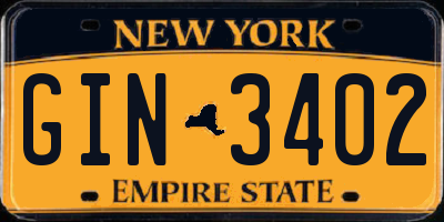 NY license plate GIN3402