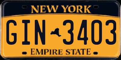 NY license plate GIN3403