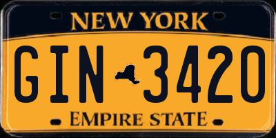 NY license plate GIN3420