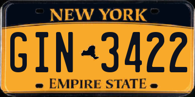 NY license plate GIN3422