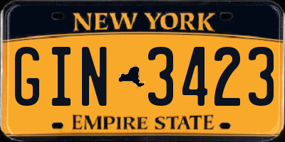NY license plate GIN3423