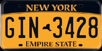 NY license plate GIN3428