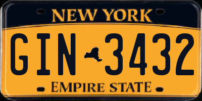 NY license plate GIN3432
