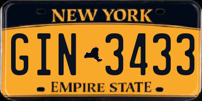 NY license plate GIN3433