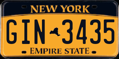 NY license plate GIN3435