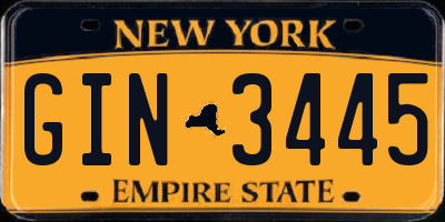 NY license plate GIN3445