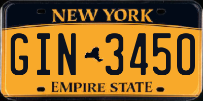 NY license plate GIN3450