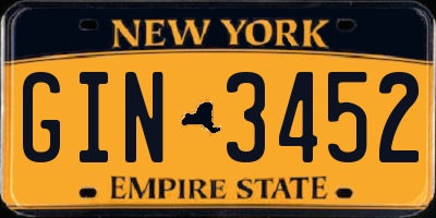 NY license plate GIN3452