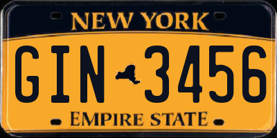 NY license plate GIN3456