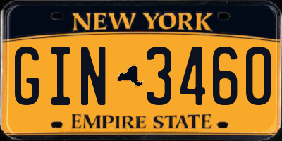 NY license plate GIN3460