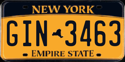 NY license plate GIN3463